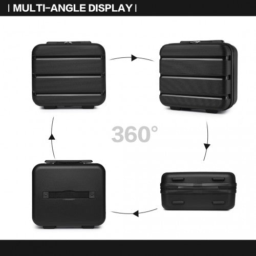 K2092L - Kono 14 Inch Bright Hard Shell PP Vanity Case - Black
