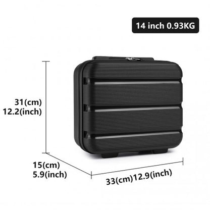 K2092L - Kono 14 Inch Bright Hard Shell PP Vanity Case - Black