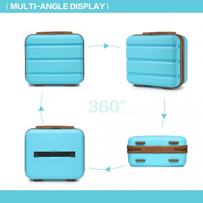 K2092L - Kono 14 Inch Bright Hard Shell PP Vanity Case - Blue and Brown