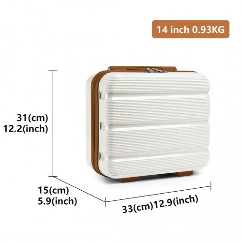 K2092L - Kono 14 Inch Bright Hard Shell PP Vanity Case - Cream