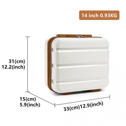 K2092L - Kono 14 Inch Bright Hard Shell PP Vanity Case - Cream