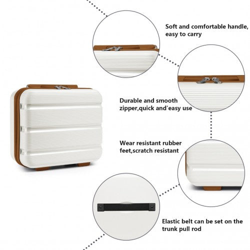 K2092L - Kono 14 Inch Bright Hard Shell PP Vanity Case - Cream