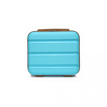 K2092L - Kono 14 Inch Bright Hard Shell PP Vanity Case - Blue and Brown