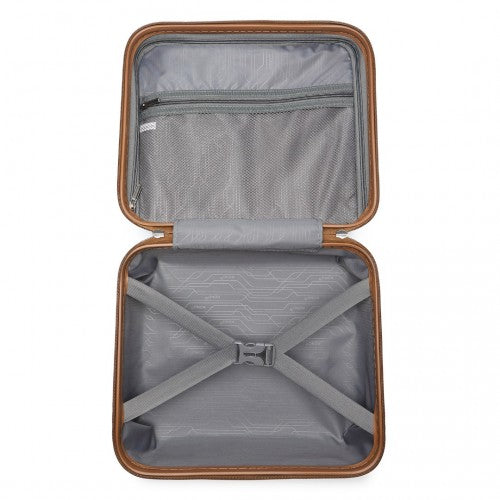 K2092L - Kono 14 Inch Bright Hard Shell PP Vanity Case - Blue and Brown