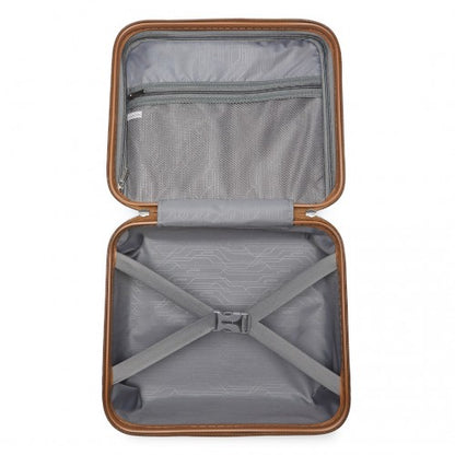 K2092L - Kono 14 Inch Bright Hard Shell PP Vanity Case - Blue and Brown