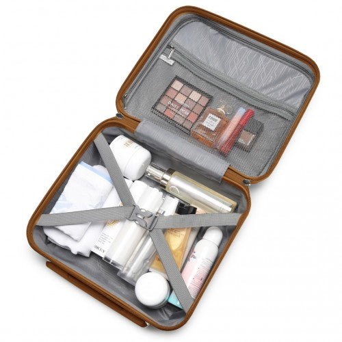 K2092L - Kono 14 Inch Bright Hard Shell PP Vanity Case - Cream