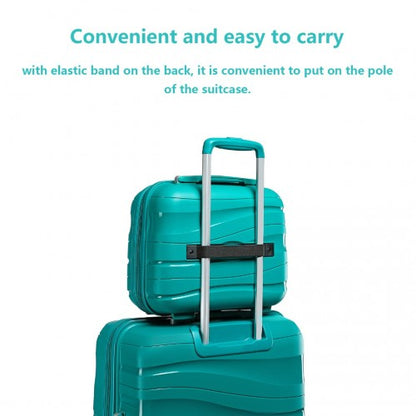 K2094L - Kono 14 Inch Lightweight Polypropylene Hard Shell Vanity Case - Teal