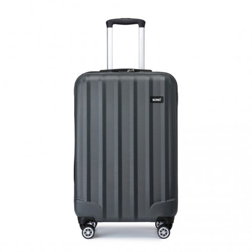 K1773-1L - Kono 19 Inch Cabin Size ABS+PC Hard Shell Luggage with Vertical Stripes - Ideal for Carry-On - Grey