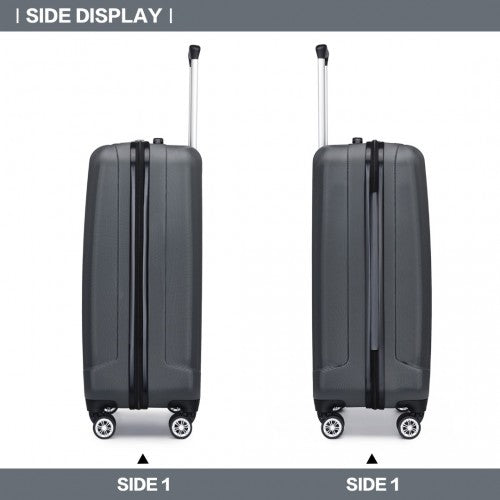 K1773-1L - Kono 19 Inch Cabin Size ABS+PC Hard Shell Luggage with Vertical Stripes - Ideal for Carry-On - Grey