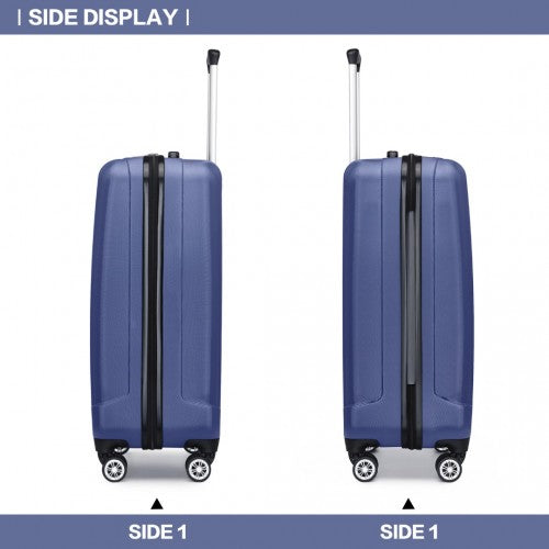 K1773-1L - Kono 19 Inch Cabin Size ABS+PC Hard Shell Luggage with Vertical Stripes - Ideal for Carry-On - Navy