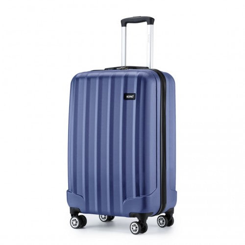K1773-1L - Kono 19 Inch Cabin Size ABS+PC Hard Shell Luggage with Vertical Stripes - Ideal for Carry-On - Navy