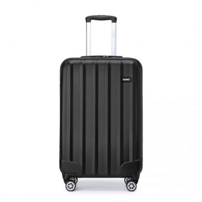 K1773-1L - Kono 19 Inch Cabin Size ABS+PC Hard Shell Luggage with Vertical Stripes - Ideal for Carry-On - Black
