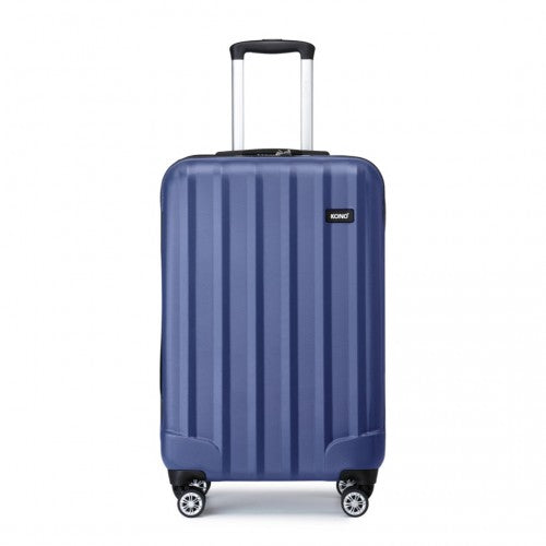 K1773-1L - Kono 19 Inch Cabin Size ABS+PC Hard Shell Luggage with Vertical Stripes - Ideal for Carry-On - Navy
