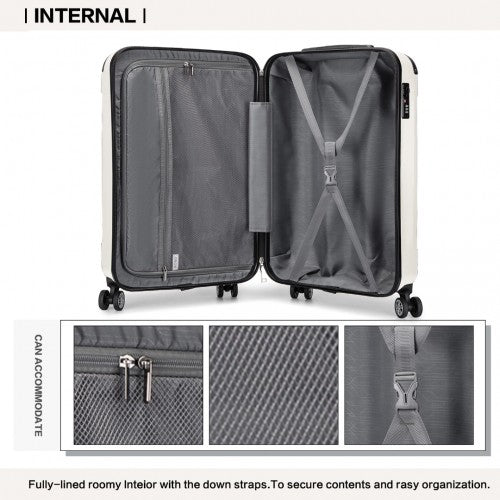 K1777-1L - Kono 19 Inch ABS Lightweight Compact Hard Shell Cabin Suitcase Travel Carry-On Luggage - Beige