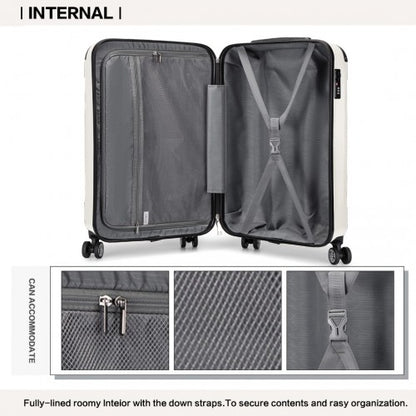 K1777-1L - Kono 19 Inch ABS Lightweight Compact Hard Shell Cabin Suitcase Travel Carry-On Luggage - Beige