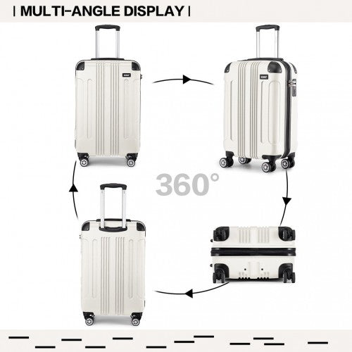 K1777-1L - Kono 19 Inch ABS Lightweight Compact Hard Shell Cabin Suitcase Travel Carry-On Luggage - Beige