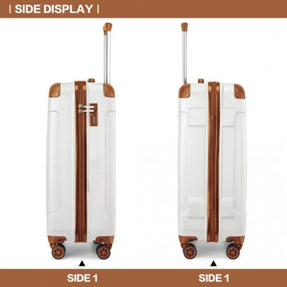 K1777-1L - Kono 19 Inch ABS Lightweight Compact Hard Shell Cabin Suitcase Travel Carry-On Luggage - Cream