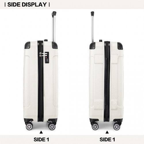 K1777-1L - Kono 19 Inch ABS Lightweight Compact Hard Shell Cabin Suitcase Travel Carry-On Luggage - Beige