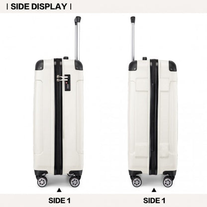 K1777-1L - Kono 19 Inch ABS Lightweight Compact Hard Shell Cabin Suitcase Travel Carry-On Luggage - Beige