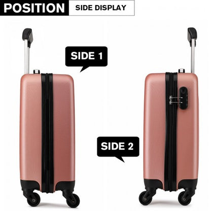 K1872L - Kono 19 Inch ABS Hard Shell Carry On Luggage 4 Wheel Spinner Suitcase - Nude