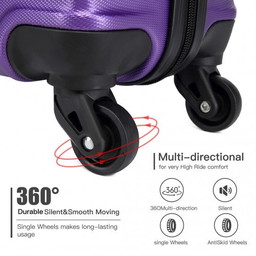 K1991-1L - Kono 19 Inch Horizontal Design ABS Hard Shell Suitcase With TSA Lock - Purple