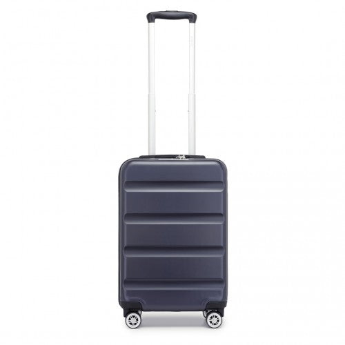 KSK2482 - Kono 19 Inch Stylish Horizontal Engraved Hard Shell ABS+PC Cabin Carry-On Suitcase with TSA Lock - Navy