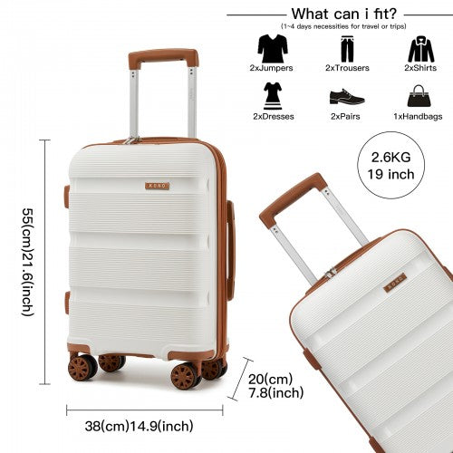 Kono KSK2492 19-inch cream and brown suitcase – detail view 19