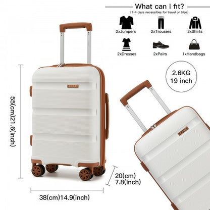 Kono KSK2492 19-inch cream and brown suitcase – detail view 19