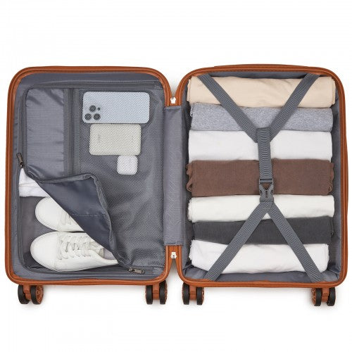Kono KSK2492 19-inch cream and brown suitcase – detail view 19