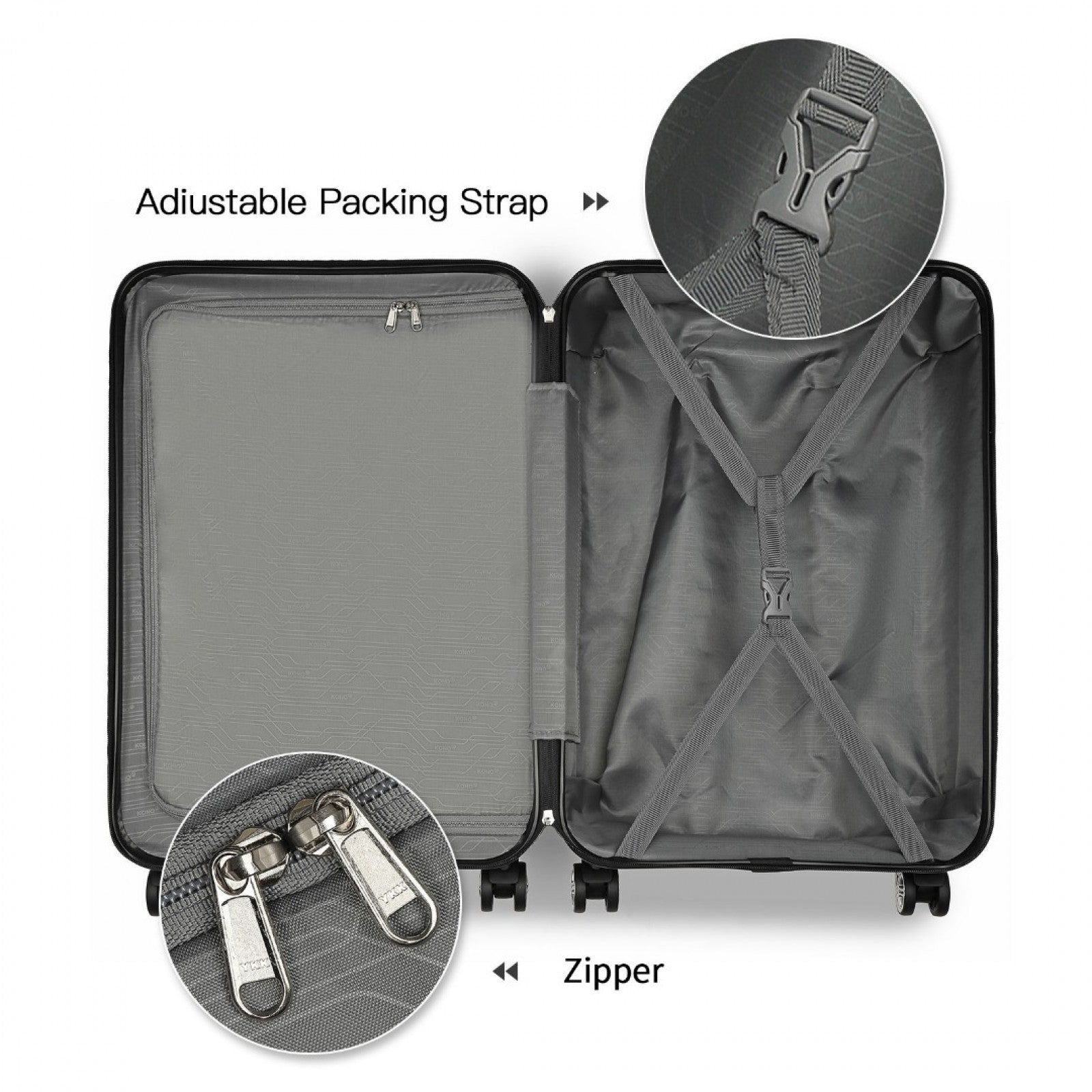 Kono K1871-1L 20-inch black suitcase – rear view