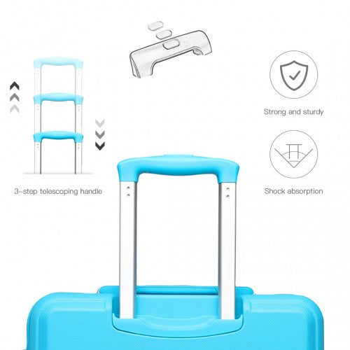 K1871-1L - Kono ABS 20 Inch Sculpted Horizontal Design Cabin Luggage - Blue