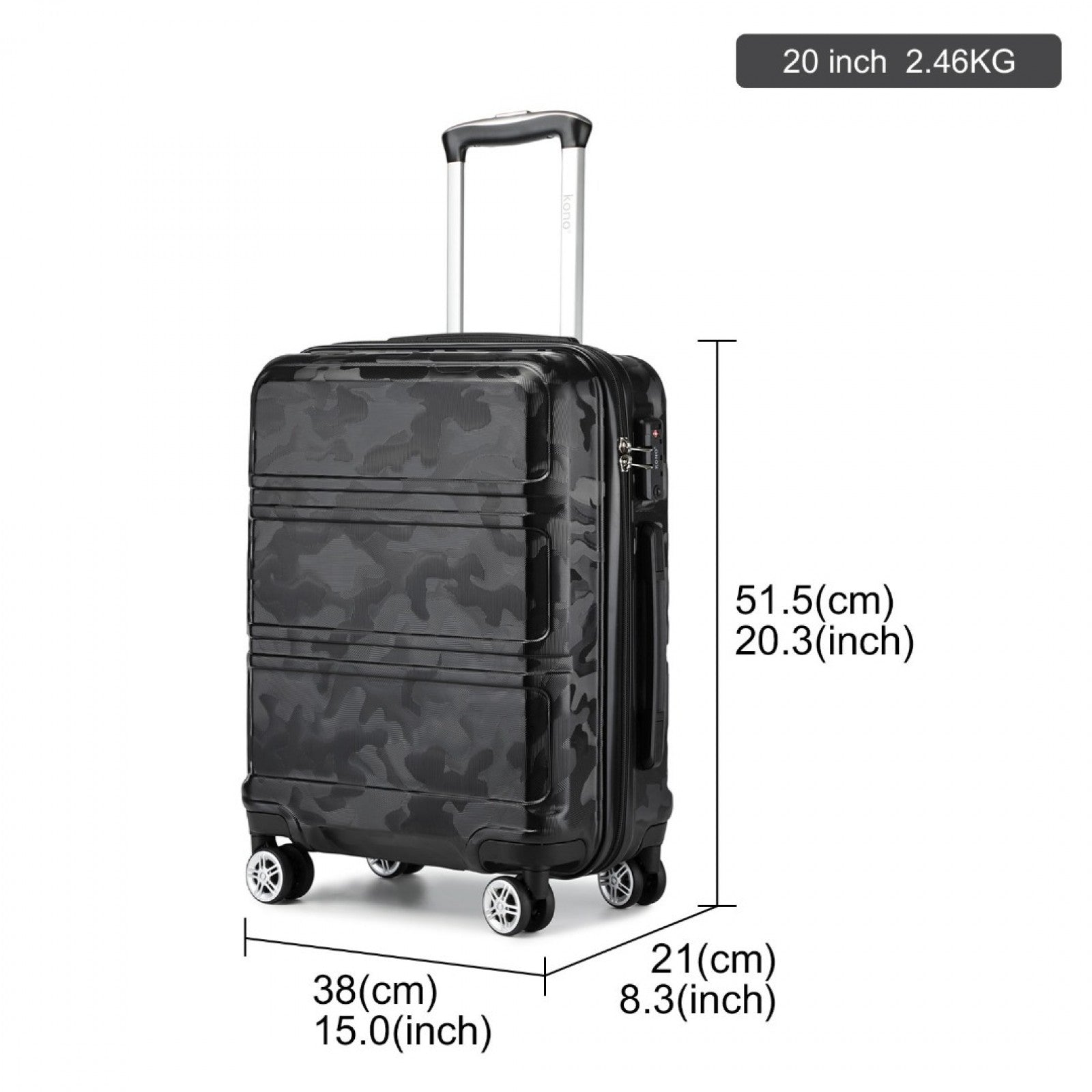 Kono K1871-1L 20-inch black suitcase – detail view 10