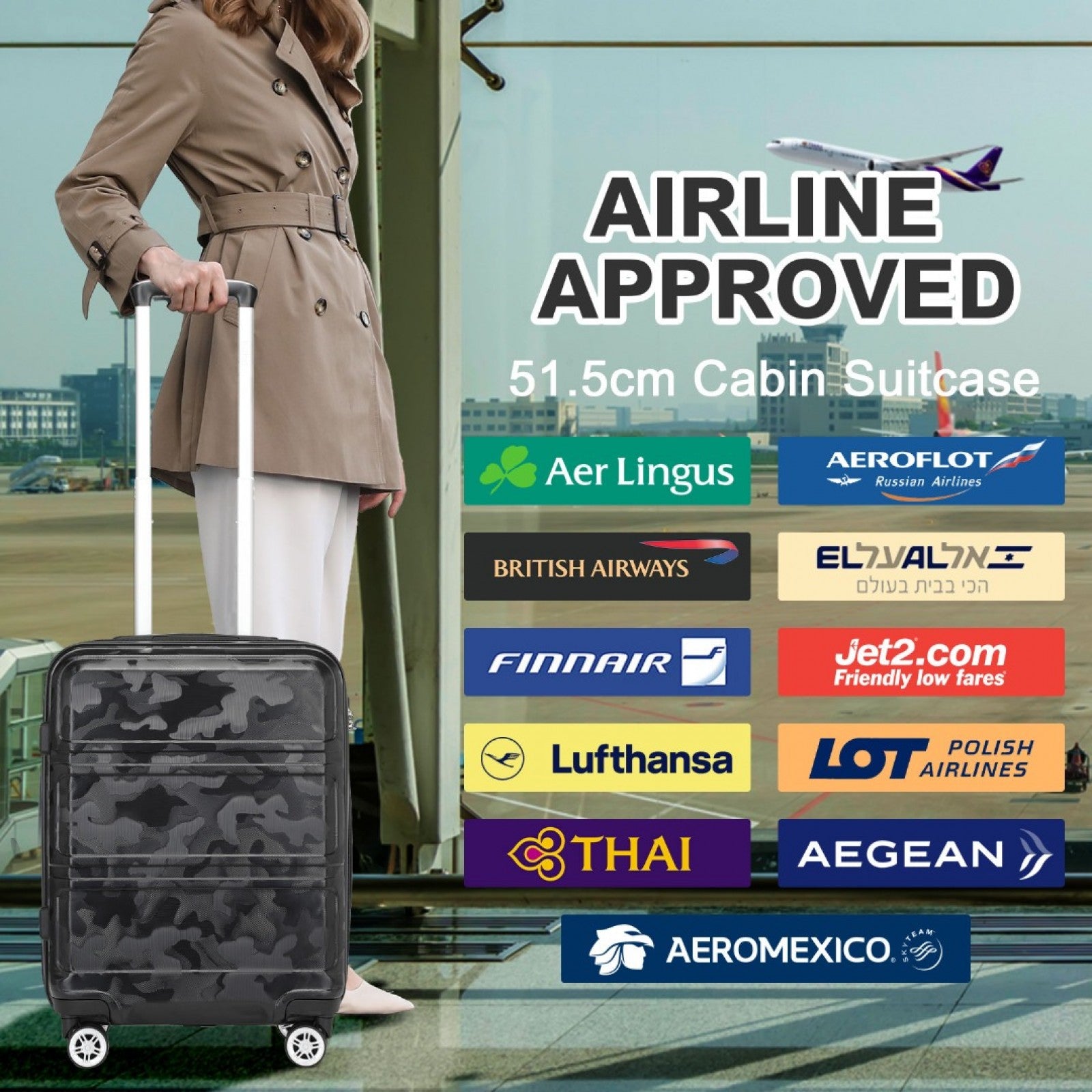 Kono K1871-1L 20-inch black suitcase – detail view 4