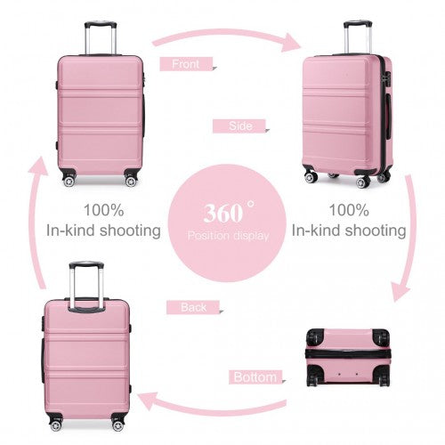 K1871-1L - Kono ABS 20 Inch Sculpted Horizontal Design Cabin Luggage - Pink