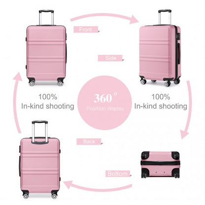 K1871-1L - Kono ABS 20 Inch Sculpted Horizontal Design Cabin Luggage - Pink