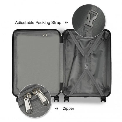K1871-1L - Kono ABS 20 Inch Sculpted Horizontal Design Cabin Luggage - Camouflage Green And Black