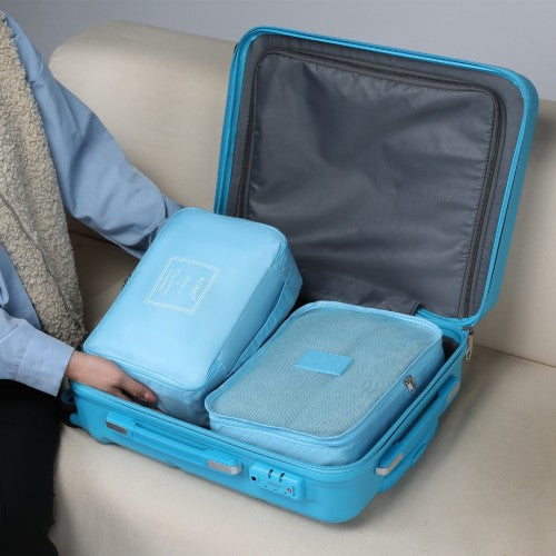 K1871-1L+E2019 - Kono 20 Inch ABS Cabin Size Suitcase with Travel Luggage Organiser Bag Set - Blue