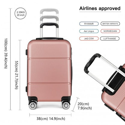 K1995L - Kono Hard Shell ABS Carry On Suitcase 20 Inch - Nude