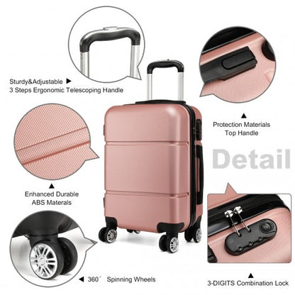 K1995L - Kono Hard Shell ABS Carry On Suitcase 20 Inch - Nude