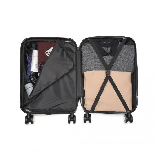 K1995L - Kono Hard Shell ABS Carry On Suitcase 20 Inch - Black