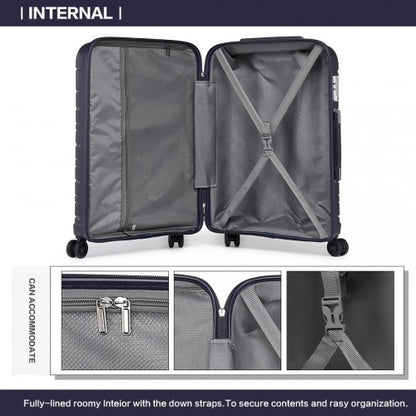 K2091L - Kono 20 Inch Multi Texture Hard Shell PP Suitcase - Classic Collection - Navy