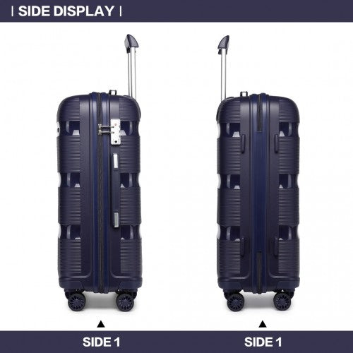 K2092L - Kono 20 Inch Bright Hard Shell PP Carry-On Suitcase In Cabin Size - Navy