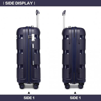 K2092L - Kono 20 Inch Bright Hard Shell PP Carry-On Suitcase In Cabin Size - Navy