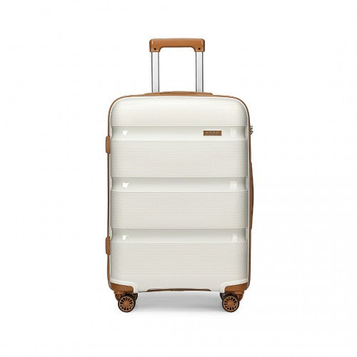 K2092L - Kono 20 Inch Bright Hard Shell PP Carry-On Suitcase In Cabin Size - Cream