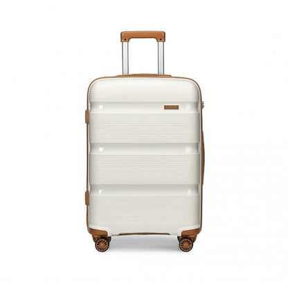 K2092L - Kono 20 Inch Bright Hard Shell PP Carry-On Suitcase In Cabin Size - Cream