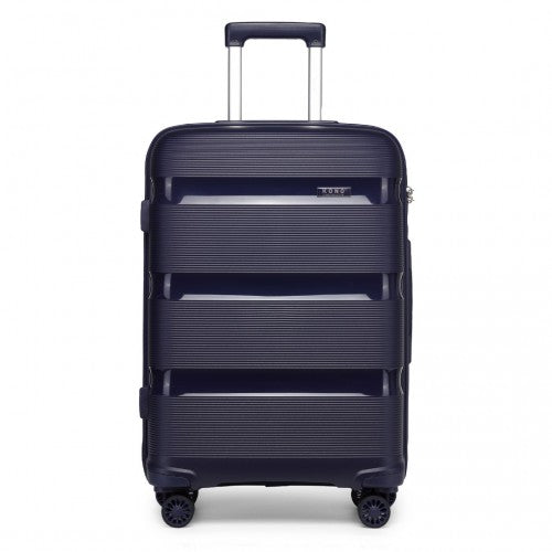 K2092L - Kono 20 Inch Bright Hard Shell PP Carry-On Suitcase In Cabin Size - Navy