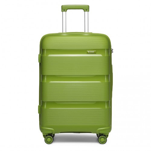 K2092L - Kono 20 Inch Bright Hard Shell PP Carry-On Suitcase In Cabin Size - Green
