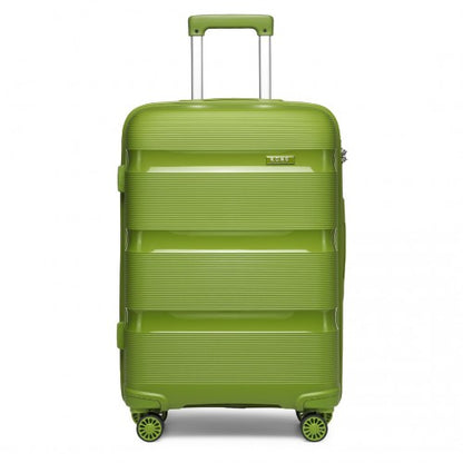 K2092L - Kono 20 Inch Bright Hard Shell PP Carry-On Suitcase In Cabin Size - Green