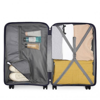 K2092L - Kono 20 Inch Bright Hard Shell PP Carry-On Suitcase In Cabin Size - Navy