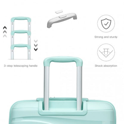 K2094L - Kono 20 Inch Lightweight Polypropylene Hard Shell Suitcase With TSA Lock - Mint Green